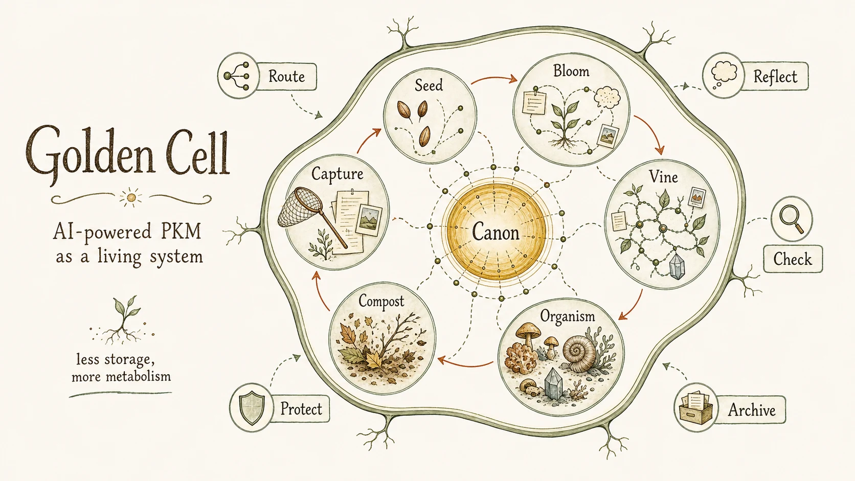 Golden Cell: A personal LLM-OS in cell-biology vocabulary