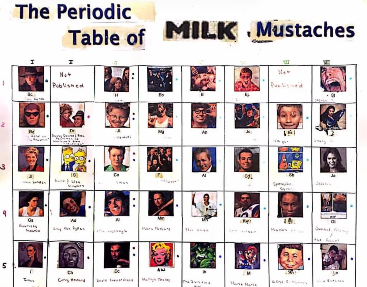 The Periodic Table of Milk Mustaches, Chemistry class, Valparaiso High, 1