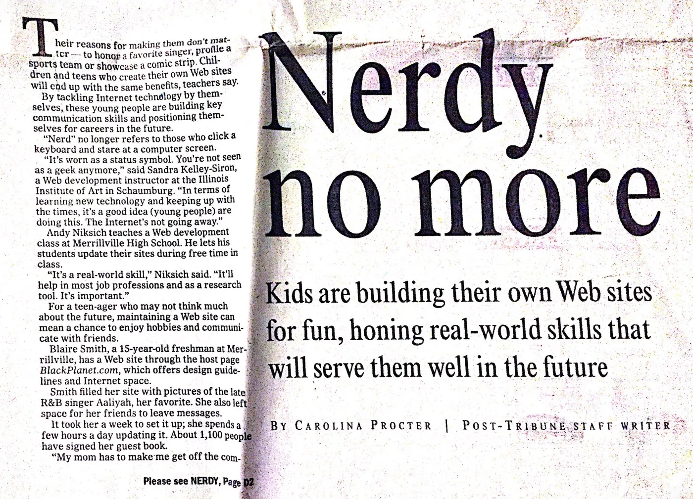 Nerdy no more, Post-Tribune, by Carolina Procter, 1